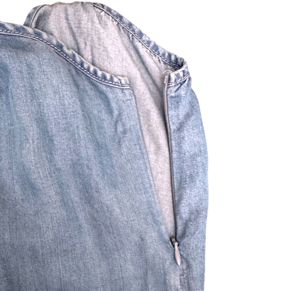 Zara Jumpsuit Z1975 Denim Medium Lyocell Chambray Blue Sleeveless Jogger Romper - Picture 6 of 9